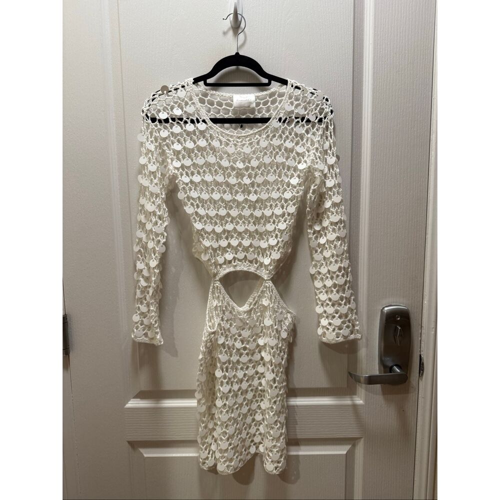 Line & Dot White Crochet Midi Dress - Picture 4 of 6